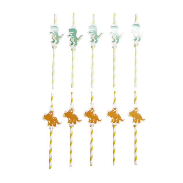 Paille décor dinosaure x10