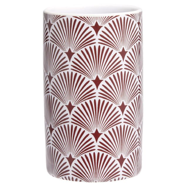 Gobelet c&eacute;ramique vague japonaise blanc et rouge &Oslash;6xH10,5cm