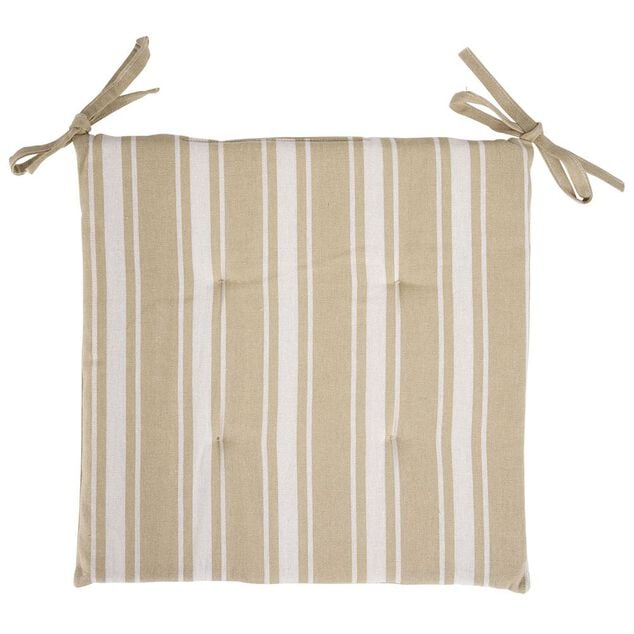 Galette de chaise carr&eacute;e bayad&egrave;re bleu blanc ou beige blanc 38x38cm