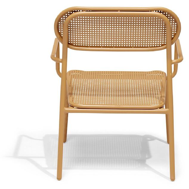 Fauteuil de jardin bas Faro empilable m&eacute;tal orange 56x56xH75cm