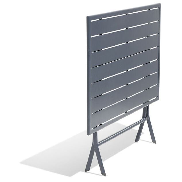 Table pliante &agrave; lattes Glasgow 4 personnes gris ardoise