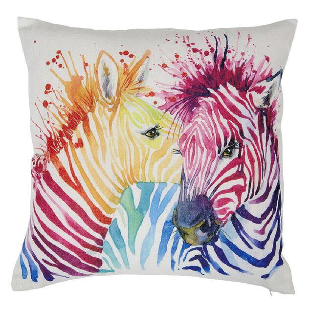Housse de coussin &eacute;clats de couleurs flashy animaux 40x40cm