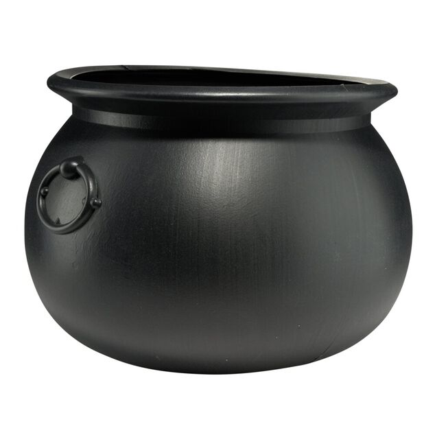D&eacute;coration Halloween XL &agrave; poser chaudron plastique noir &Oslash;40xH28cm