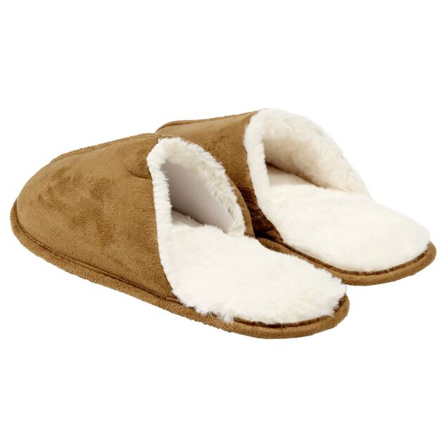 Chaussons homme marron fourr&eacute;s blancs 44/45