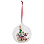 Boule de Noël Disney Mickey Minnie en verre et bois Ø8cm