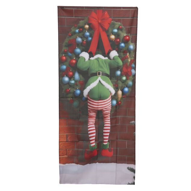 Rideau de porte lumineux 38LED d&eacute;cor lutin de No&euml;l 90xH200cm