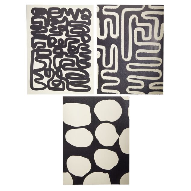 Affiche papier x3 th&egrave;me abstrait noir et beige 30x40cm