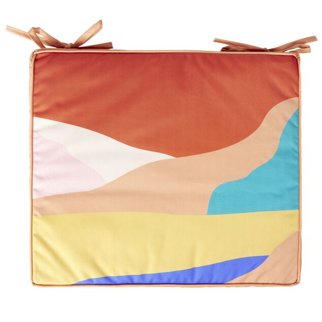 Galette de chaise rectangulaire Oxford motif abstrait multicolore 37x43cm