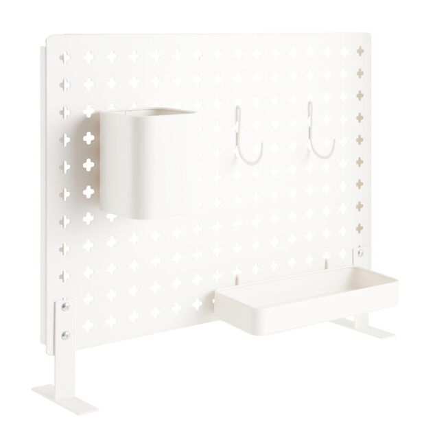 Panneau m&eacute;tal pour bureau L52xH37cm avec 2 compartiments amovibles et 2 crochets