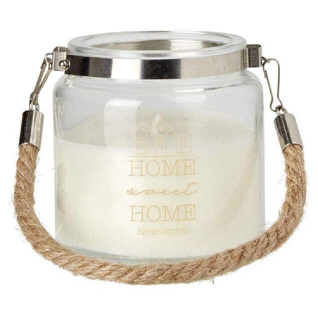 Bougie photophore avec anse corde Sylver orchid