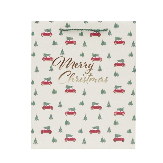 Sac cadeau No&euml;l fantasia motif traditionnel 26x9xH32cm (2 mod&egrave;les)