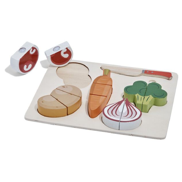 Aliment &agrave; d&eacute;couper avec planche bois 7 pi&egrave;ces
