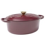 Cocotte en fonte ovale 6L avec poign&eacute;e dor&eacute;e L40X31XH12 cm (2 mod&egrave;les bordeaux ou blanc)