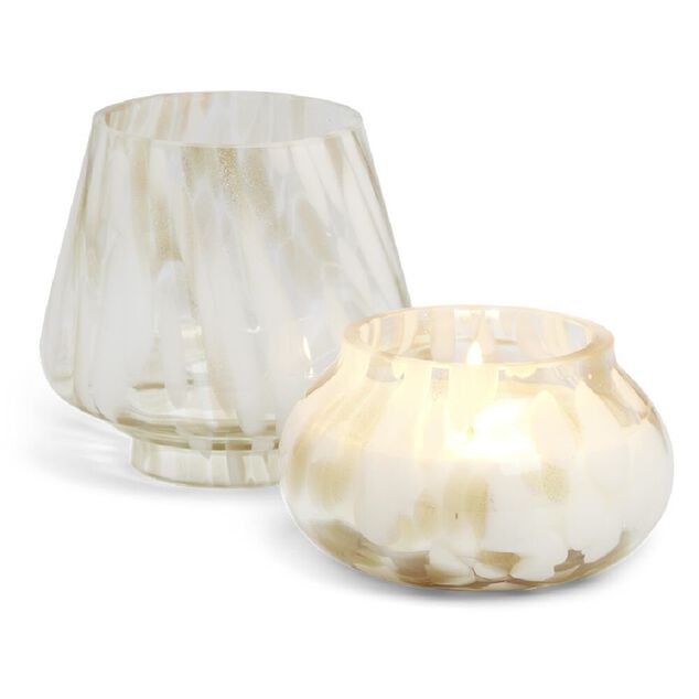 Bougie lampe 25H en verre blanc et beige senteur fleur d'oranger &Oslash;11,2xH15cm
