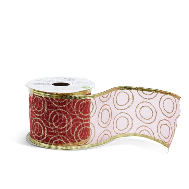 Ruban pour emballage cadeau rouge &agrave; paillettes