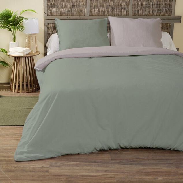 Parure de lit 2 personnes 240x260cm bicolore 3 pi&egrave;ces (2 mod&egrave;les)