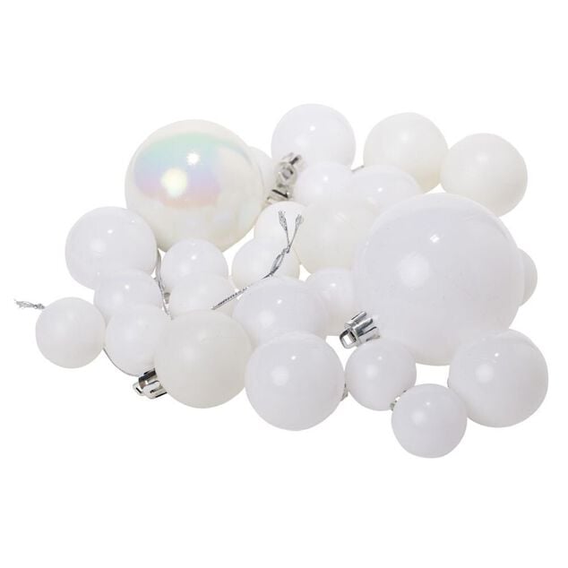 Boule de No&euml;l blanche taille et finition diff&eacute;rentes x50