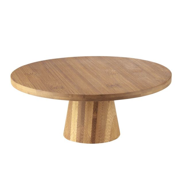 Plateau de pr&eacute;sentation en bambou sur pied &Oslash;25cm