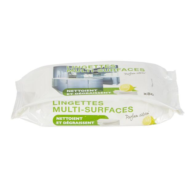 Lingettes nettoyantes multi surface citron x80
