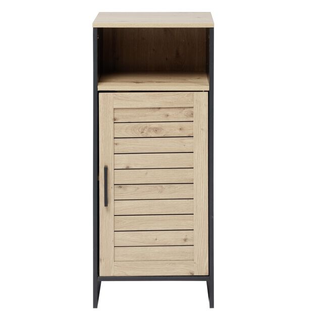 Meuble salle de bain 1 porte naturel et noir 34x30xH80 cm - Richmond