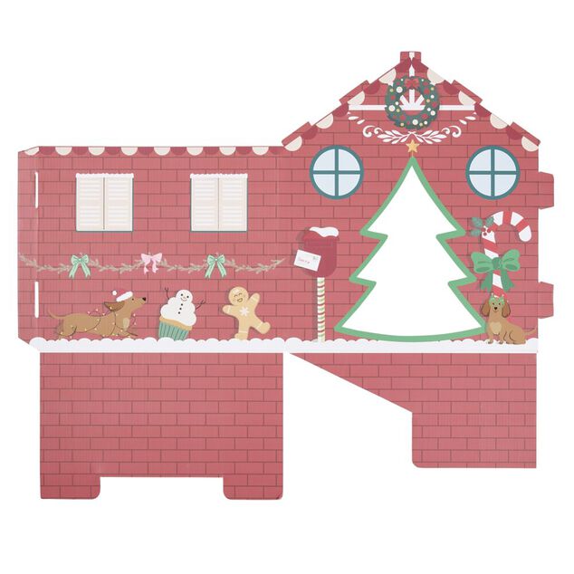 Maison de lutin farceur en carton H32x33x39cm rouge