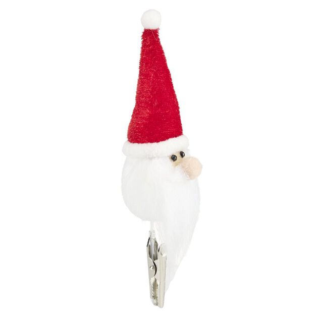 T&ecirc;te de P&egrave;re No&euml;l &agrave; clipser x3 feutrine rouge et blanc H15cm