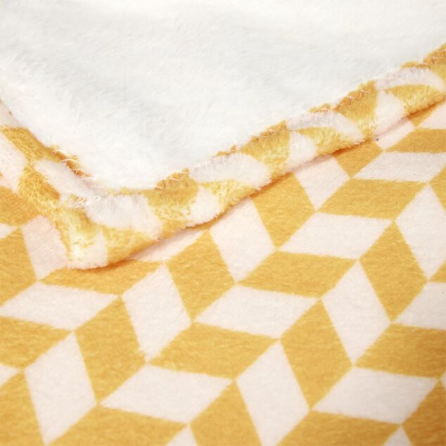 Plaid motif chevrons bicolore 130x160cm (2 mod&egrave;les jaune ou bleu)