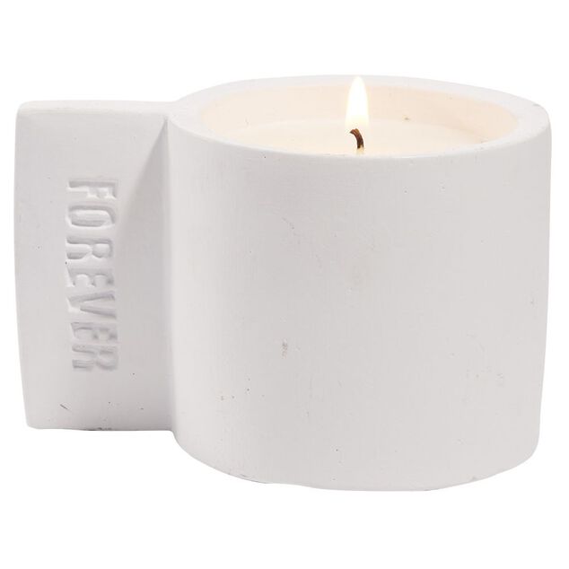 Bougie dans pot ciment gravure Forever - &Oslash;7xH10cm