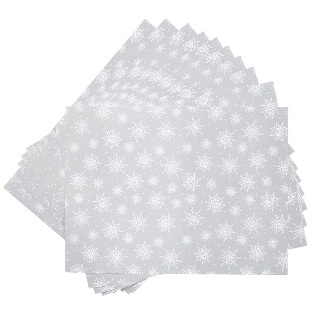 Set de table argent&eacute; d&eacute;cor blanc x10