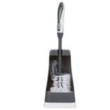 Brosse WC avec support et brossette int&eacute;gr&eacute;e noir et blanc