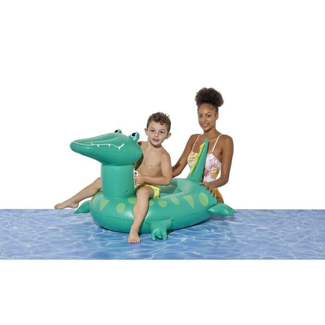 Crocodile &agrave; chevaucher gonflable Funky vert 139x66cm