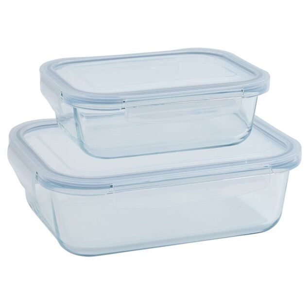 Boîte de conservation x2 en verre 640 ml et 1500 ml