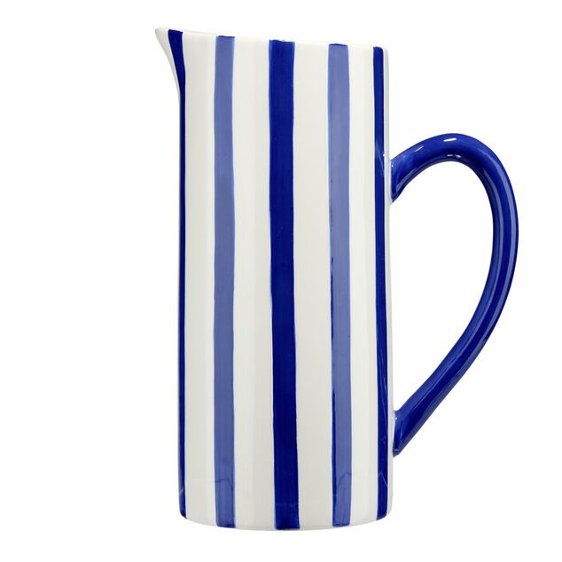Pichet c&eacute;ramique 1,3L motif bayad&egrave;re rayures color&eacute;es &Oslash;10xH23cm (2 mod&egrave;les)