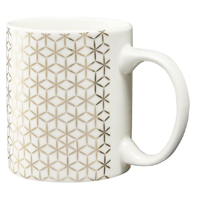 Mug imprimé géométrique doré et blanc