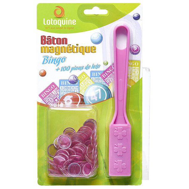 B&acirc;ton magn&eacute;tique + 100 pions loto en plastique