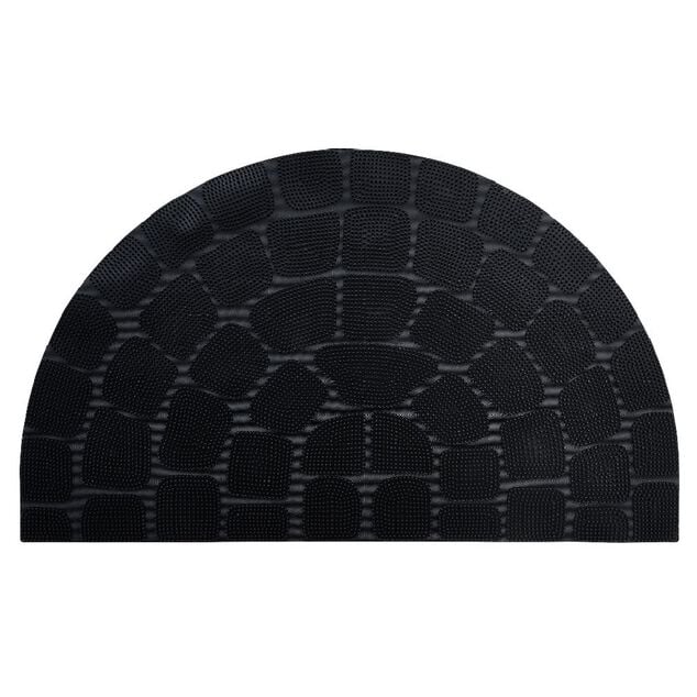 Tapis ext&eacute;rieur forme demi lune noir 74x44 cm