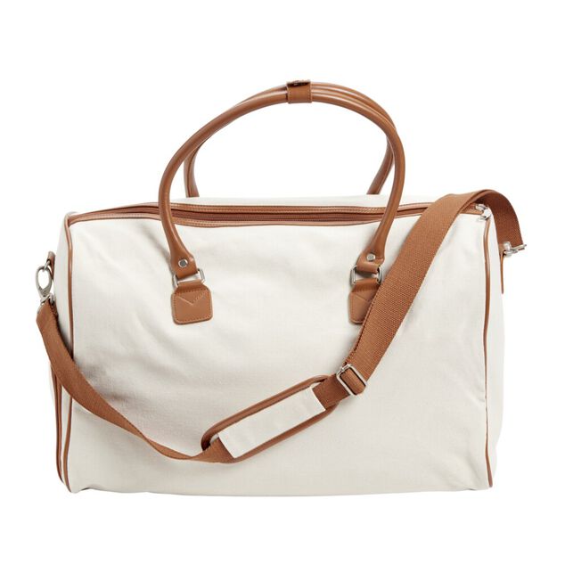 Sac de voyage canevas beige et marron 49x24xH31cm