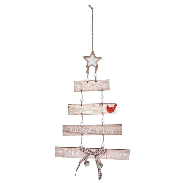 Déco de sapin à suspendre en bois