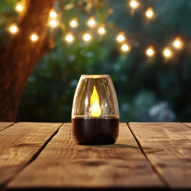 Bougie solaire noire &agrave; poser &Oslash;6xH9cm