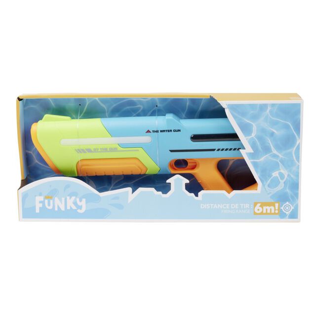 Pistolet &agrave; eau automatique tir 6m plastique tricolore L45,5cm (2 mod&egrave;les)