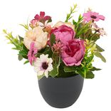 Pot marguerite et rose artificiel &Oslash;16xH18cm jaune