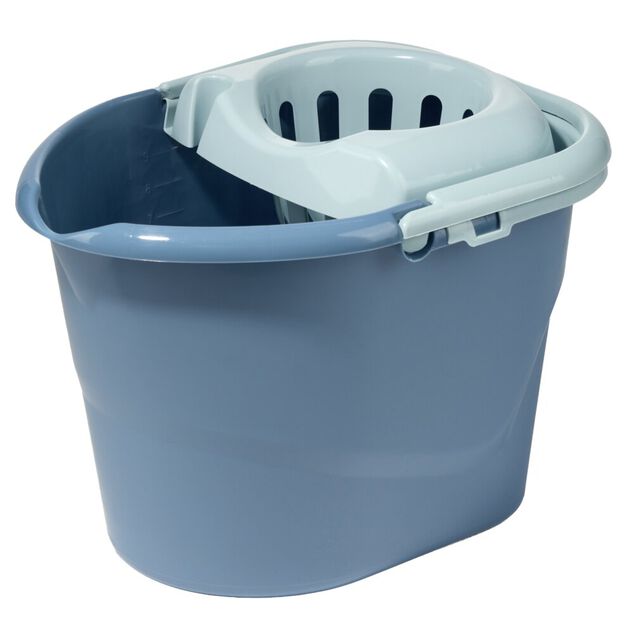 Seau essoreur 10L avec balai et manche plastique gris