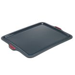 Plat à gâteau silicone et armature acier gris 37x28,2xH6,5cm