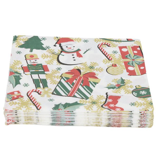 Serviette en papier 4 plis X20 pcs imprim&eacute; No&euml;l 33X33 cm multicolore