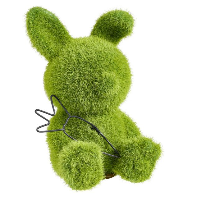 Lapin en gazon synth&eacute;tique vert 14x14xH20cm