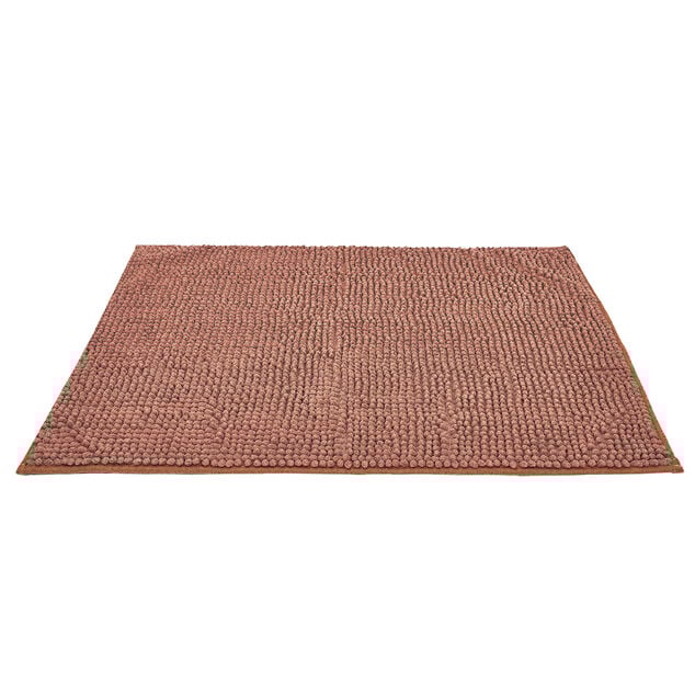 Tapis de salle de bain chenille marron 80x50 cm
