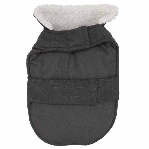 Veste pour chien imitation su&eacute;dine gris col fourr&eacute; taille M