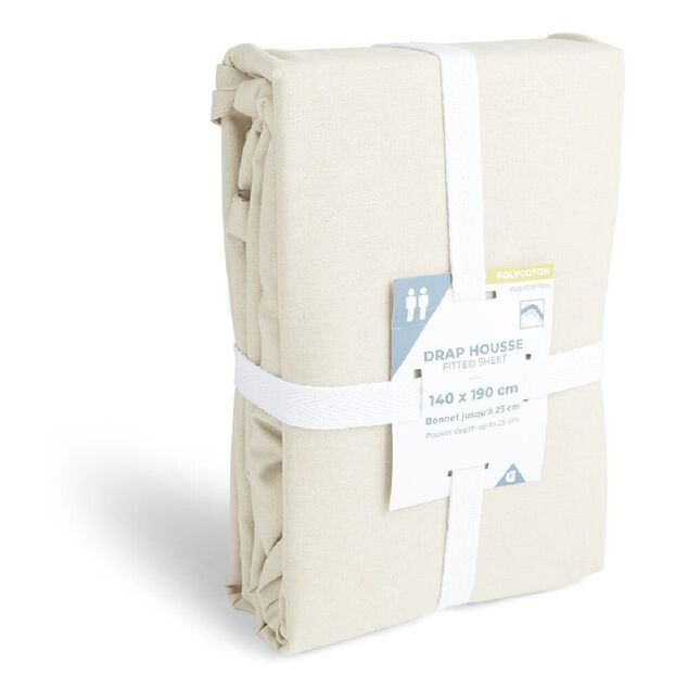 Drap housse 140x200cm polycoton beige
