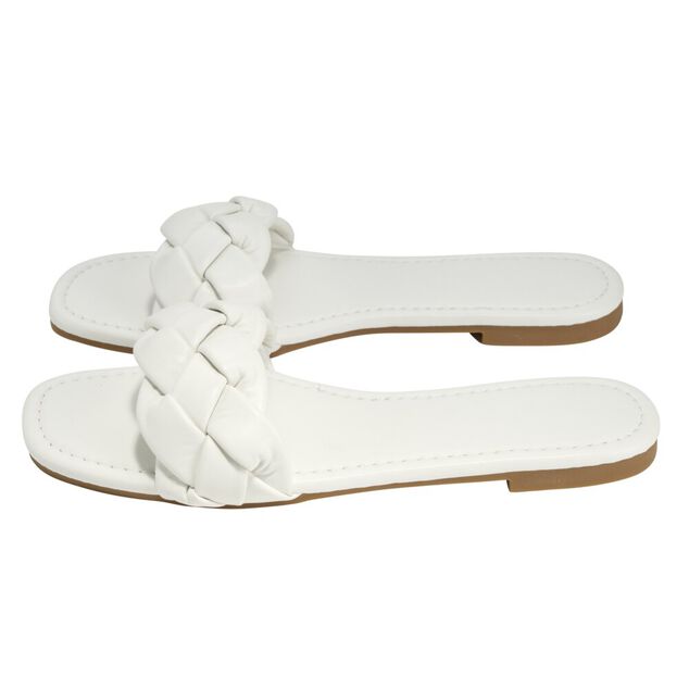Sandales femme tressées simili blanc 39/40