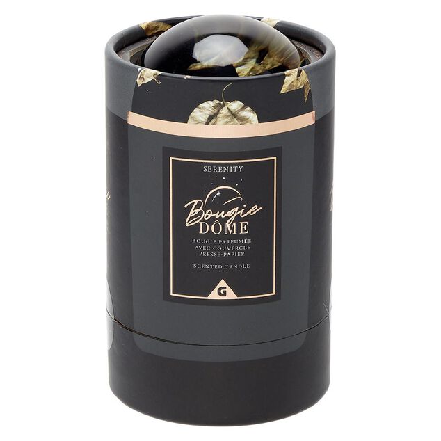 Bougie dans pot avec couvercle d&ocirc;me en cristal assorti